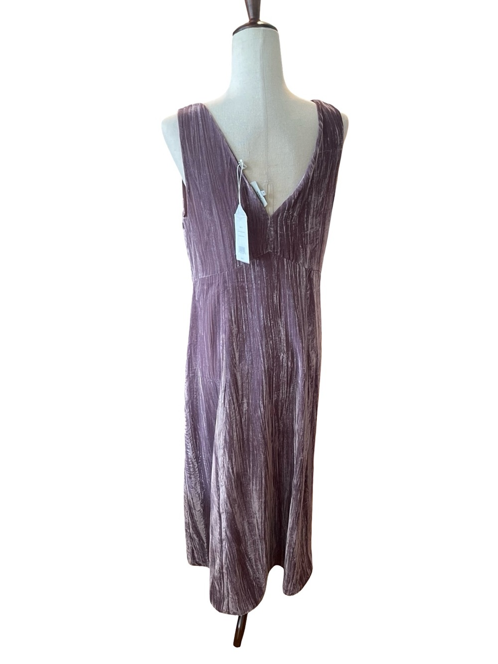 VINCE Pintuck Paneled V-Neck Dress New With Tags Mauve Velvet - Picture 6 of 14